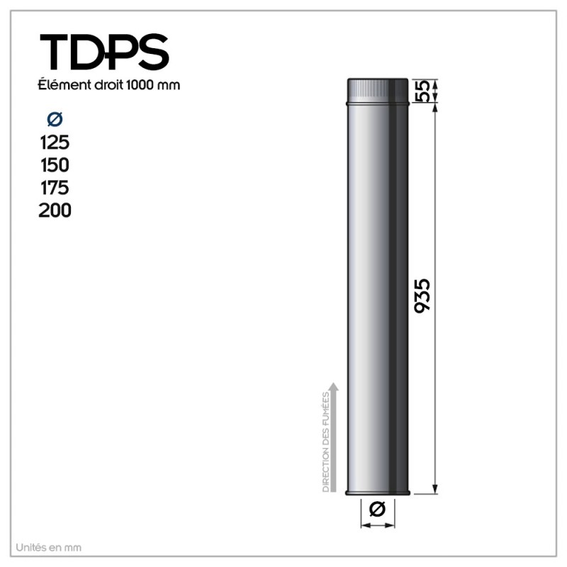 Conduit inox double paroi 100 cm – Poêle bois & fioul - Espace Fuego