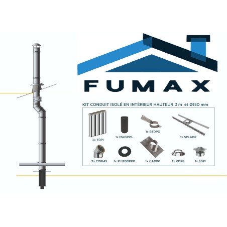 Kit conduit isolé en intérieur hauteur 4m Ø150