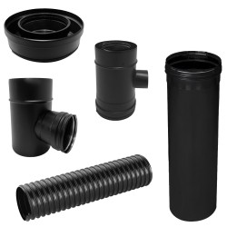 Kit Conduit concentrique avec élément réglable sortie en façade pour poêle ou chaudière bois gaz fioul biomasse granulés Ø80/125
