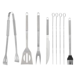 Set Barbecue Brasero en Acier Inoxydable 10 pièces