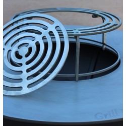 Brasero en acier corten FIESTA avec plaque et grille amovible inox barbecue plancha extérieur