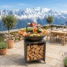 Brasero haut en acier FIESTA avec plaque et grille amovible — Barbecue plancha extérieur (75 cm / 100 cm)