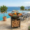 Brasero haut en acier FIESTA avec plaque et grille amovible — Barbecue plancha extérieur (75 cm / 100 cm)
