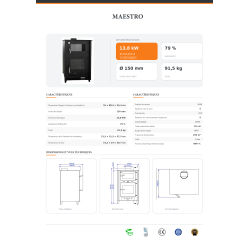 Maestro Poêle à bois avec four 13 KW